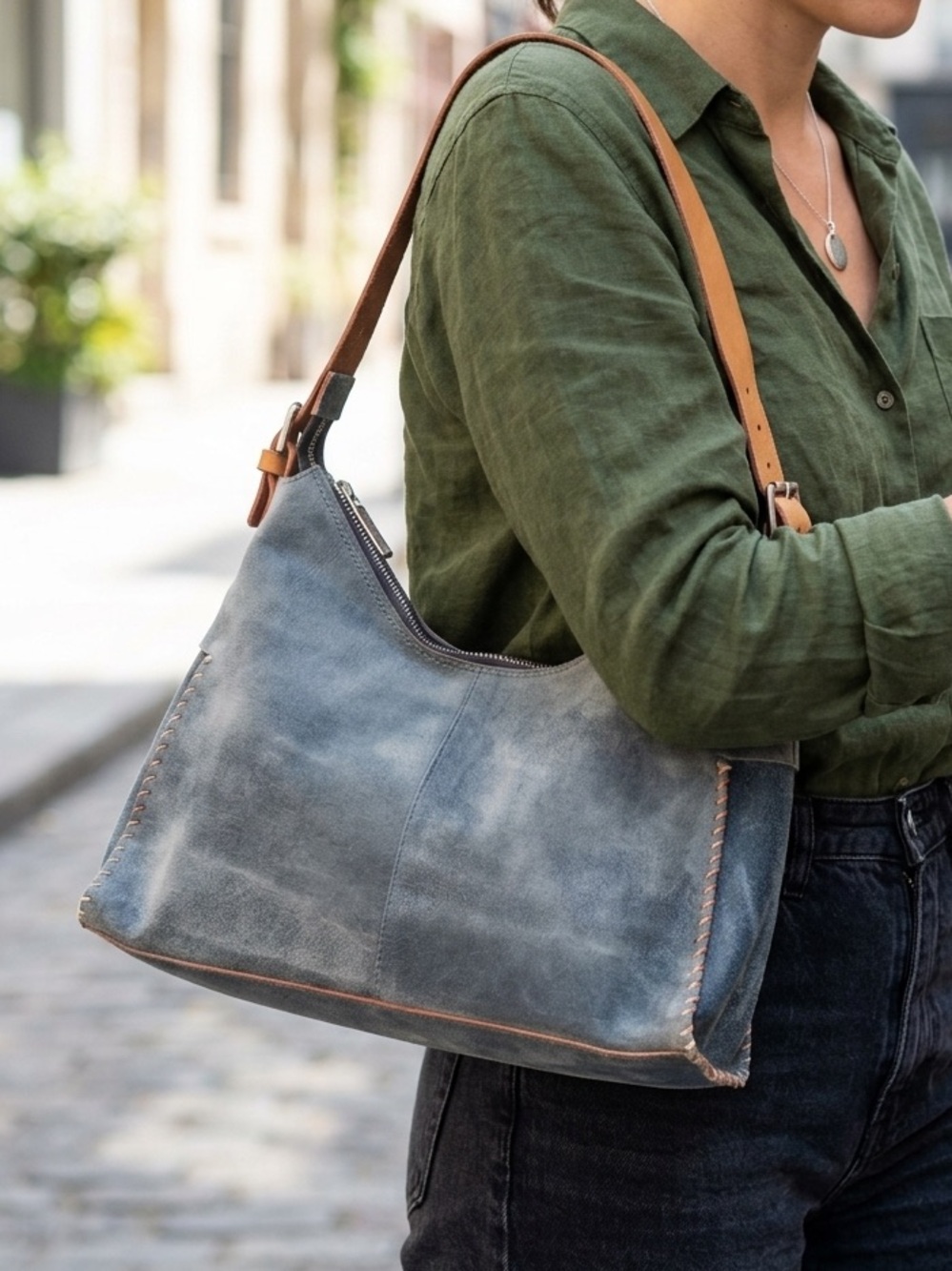 Michael Rome by Besozzi Genuine Leather Hobo Bag